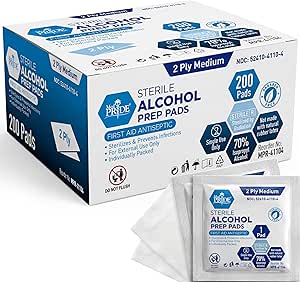 MED PRIDE Sterile Alcohol Prep Pads, Antiseptic, 70% Isopropyl, Individually Wrapped...
