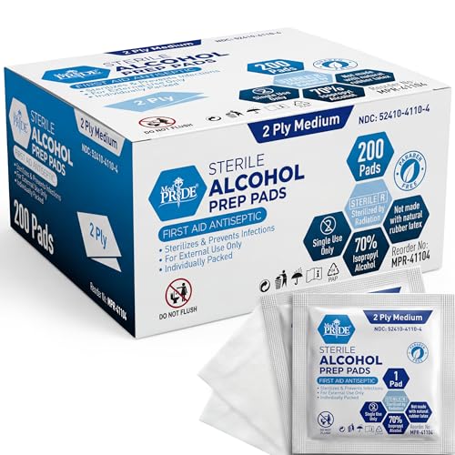 MED PRIDE Sterile Alcohol Prep Pads, Antiseptic, 70% Isopropyl, Individually Wrapped... image