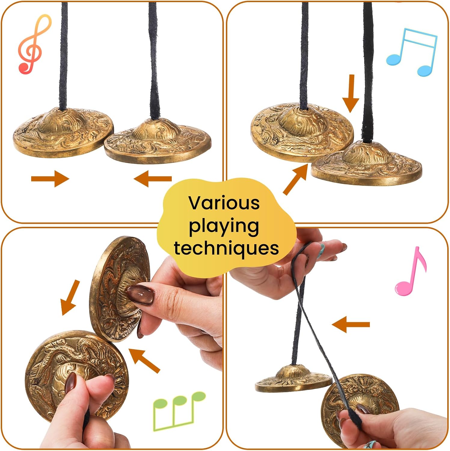 Meditation Chime Bells, 6.3 cm Dragon Embossed Tibetan Tingsha Cymbals with Drawstring Cloth... image
