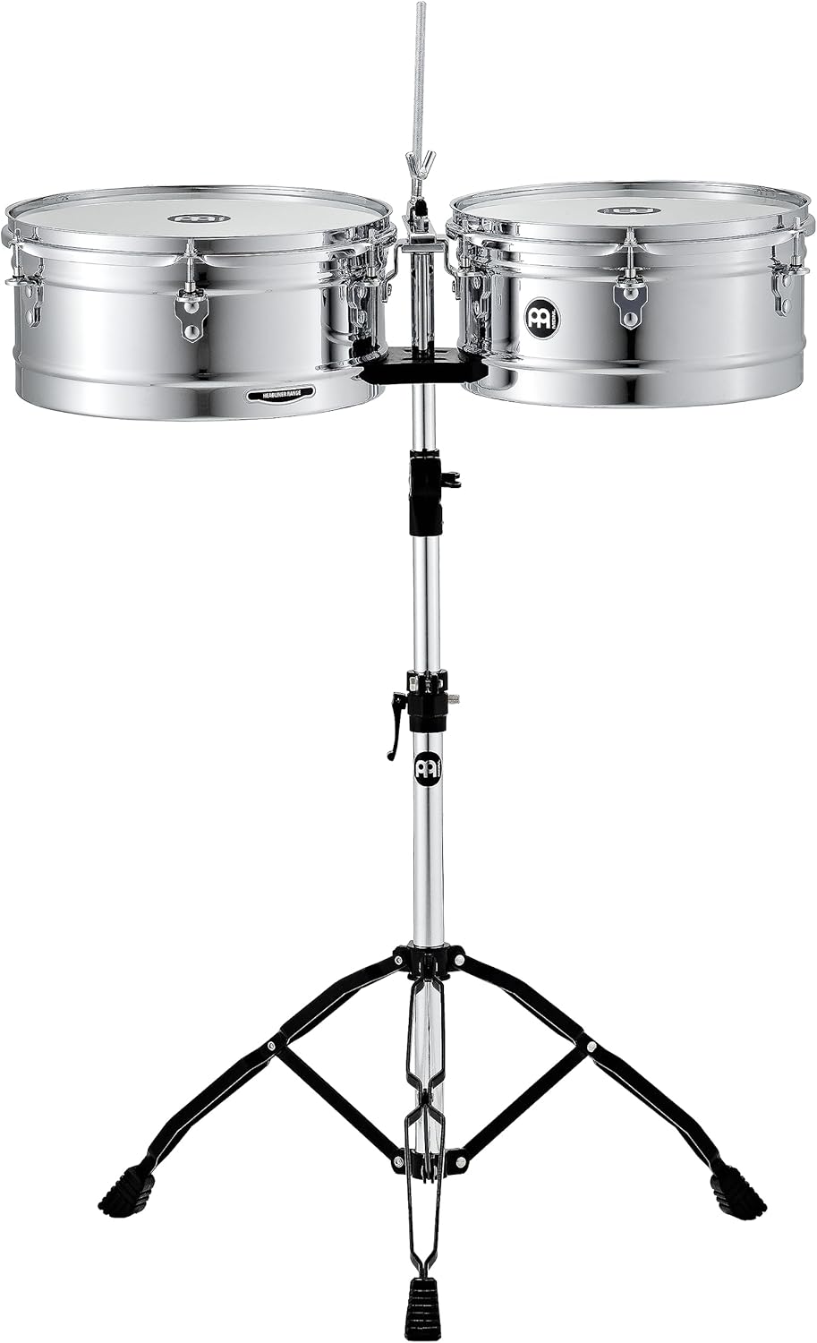 Meinl Percussion HT1314CH Headliner Series Steel Timbales With Chrome Finish and Stand