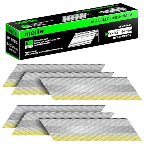 meite 15 Gauge Finish Nails 2-1/2 Inch 34 Degree Angled Nails for Pneumatic Electric Finish...
