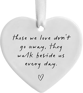 Memorial Ornament Sympathy Gift for Loss of Loved One, Ceramic Heart Remembrance Keepsake... image