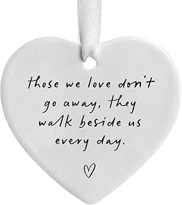 Memorial Ornament Sympathy Gift for Loss of Loved One, Ceramic Heart Remembrance Keepsake... image