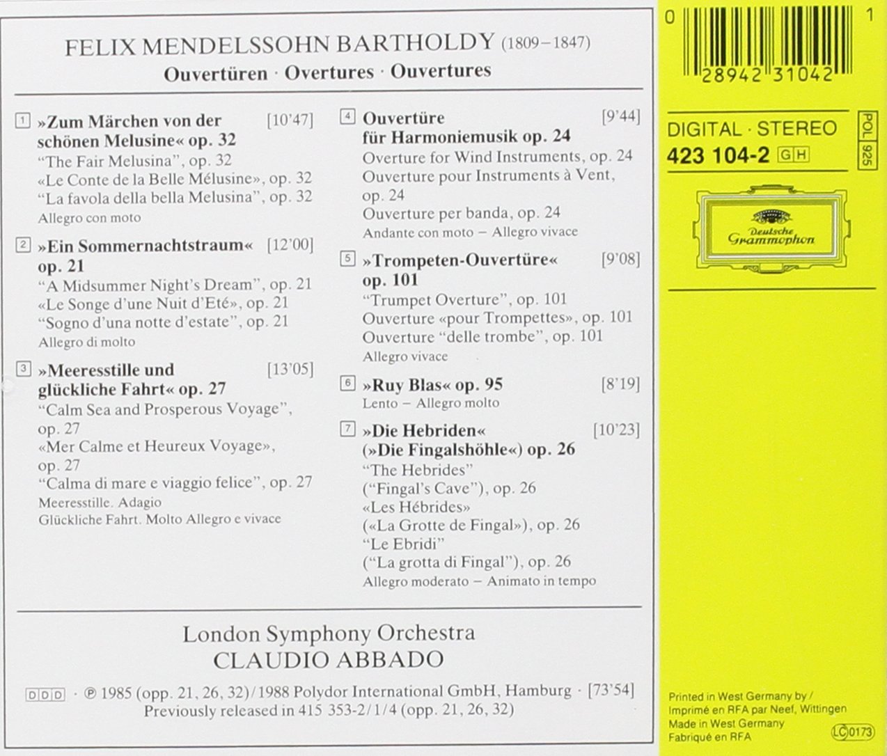 Mendelssohn: Overtures image