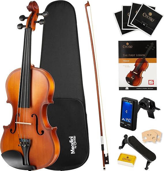 Mendini By Cecilio Violin 4/4 Full Size For Beginners - Fiddle Solidwood Kit with Hard Case...