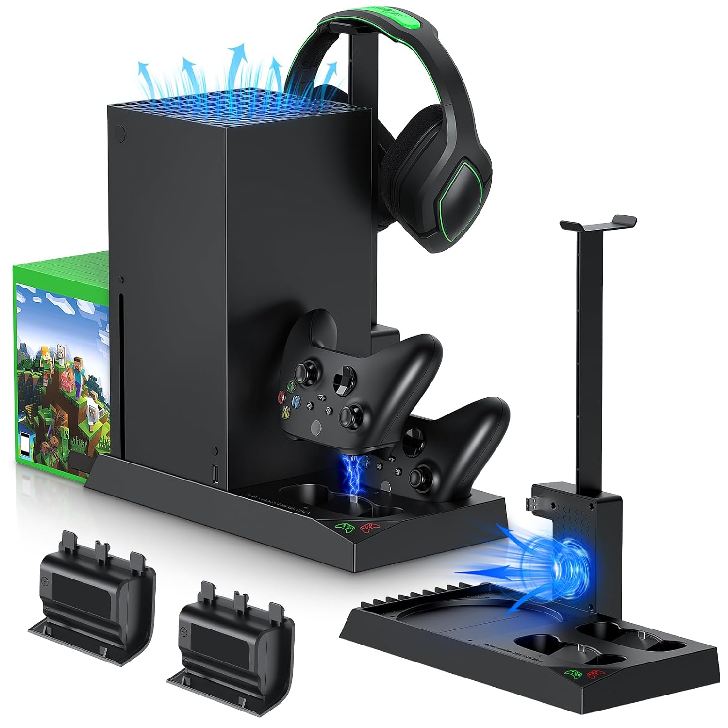 MENEEA Cooling Fan & Charging Stand for Xbox Series X Console & Controller,Vertical Cooler...