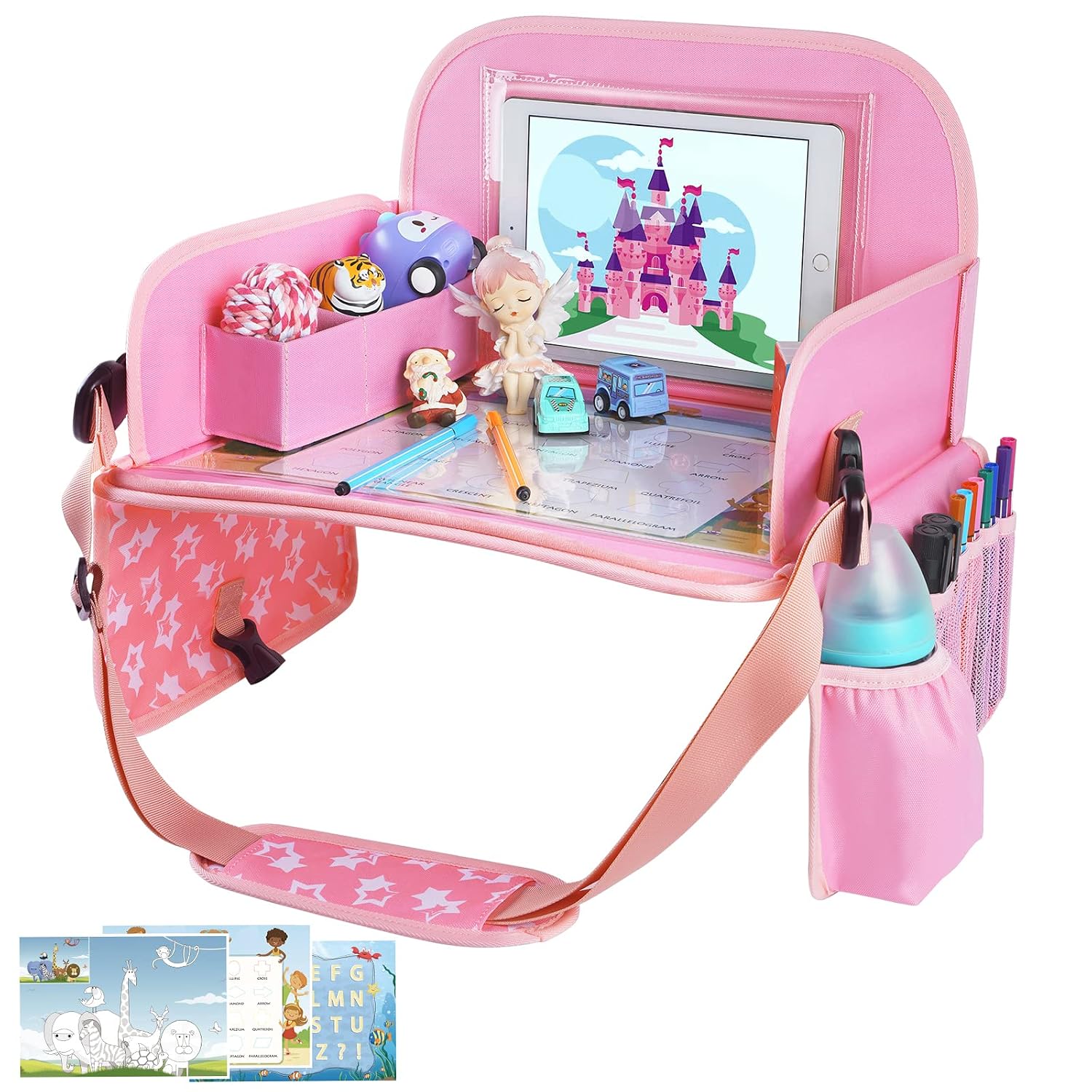 MENZOKE Kids Travel Tray for Toddler Car Seat, Road Trip Activities for Kids with iPad...