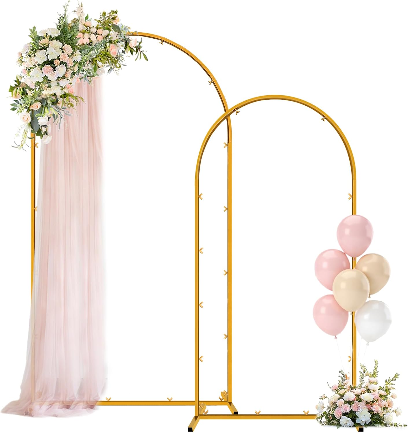 Metal Arch Backdrop Stand, 7.2FT+6FT Wedding Arches Frame, Gold Wedding Arch Backdrop Stand...
