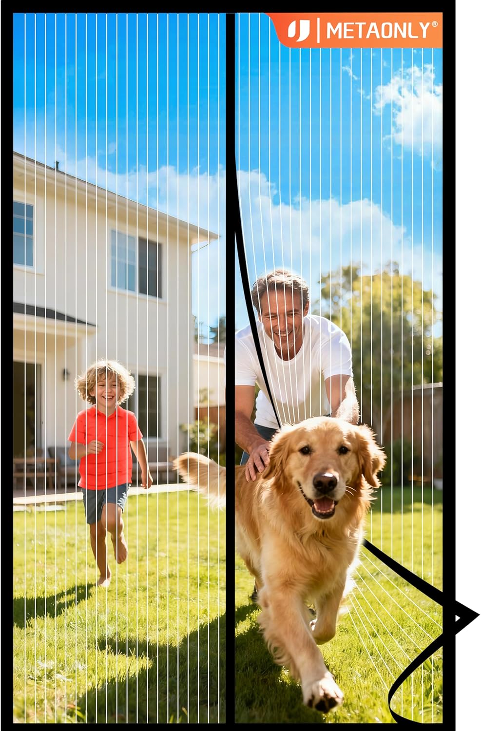 METAONLY Magnetic Screen Door Mesh, Works for Patio, Sliding Door, Keeps Bug Mosquito Out...