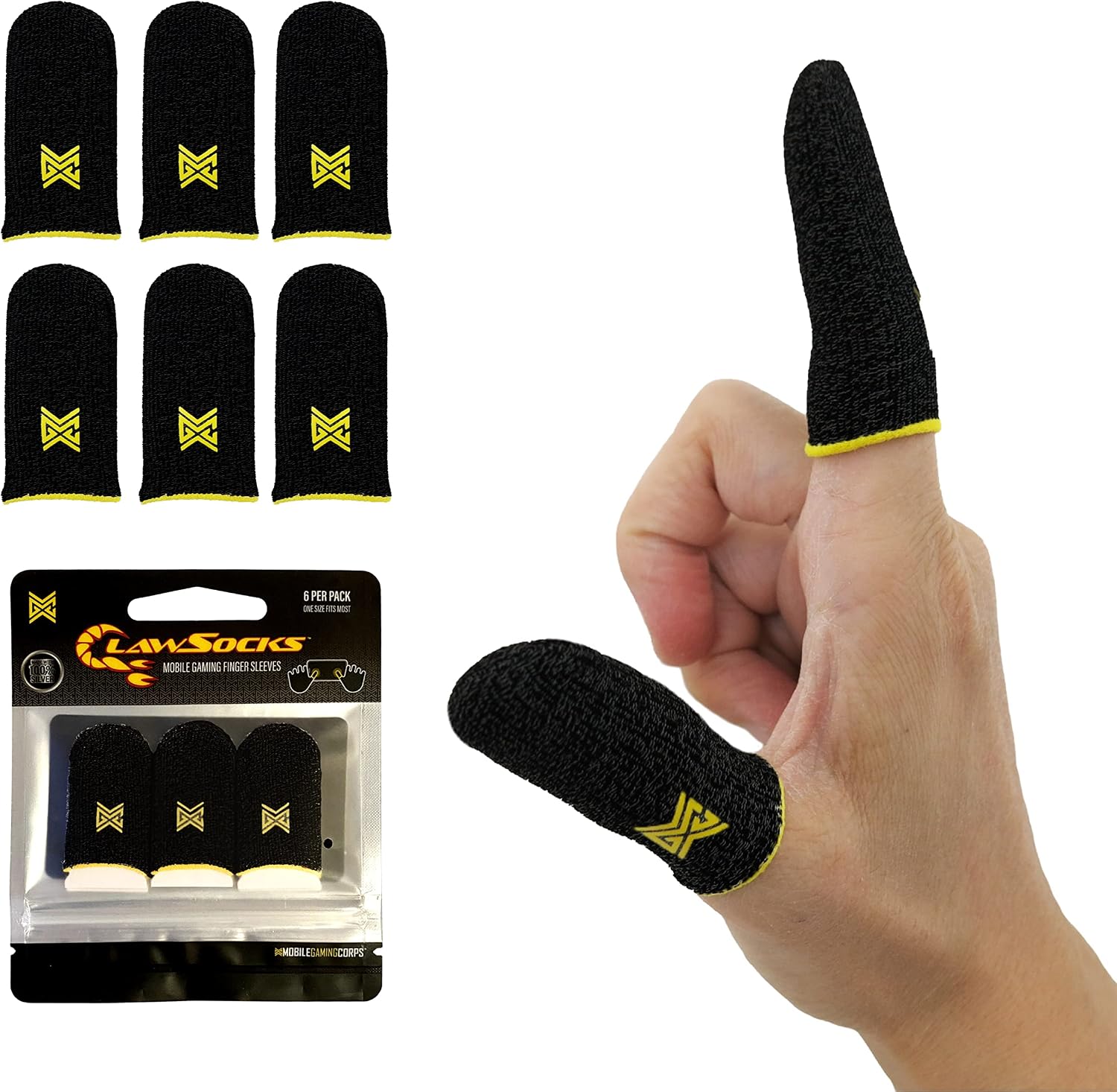 MGC ClawSocks 6 Pack Carbon, Gamer Finger & Thumb Sleeves, Mobile Gaming Stabilizer &...
