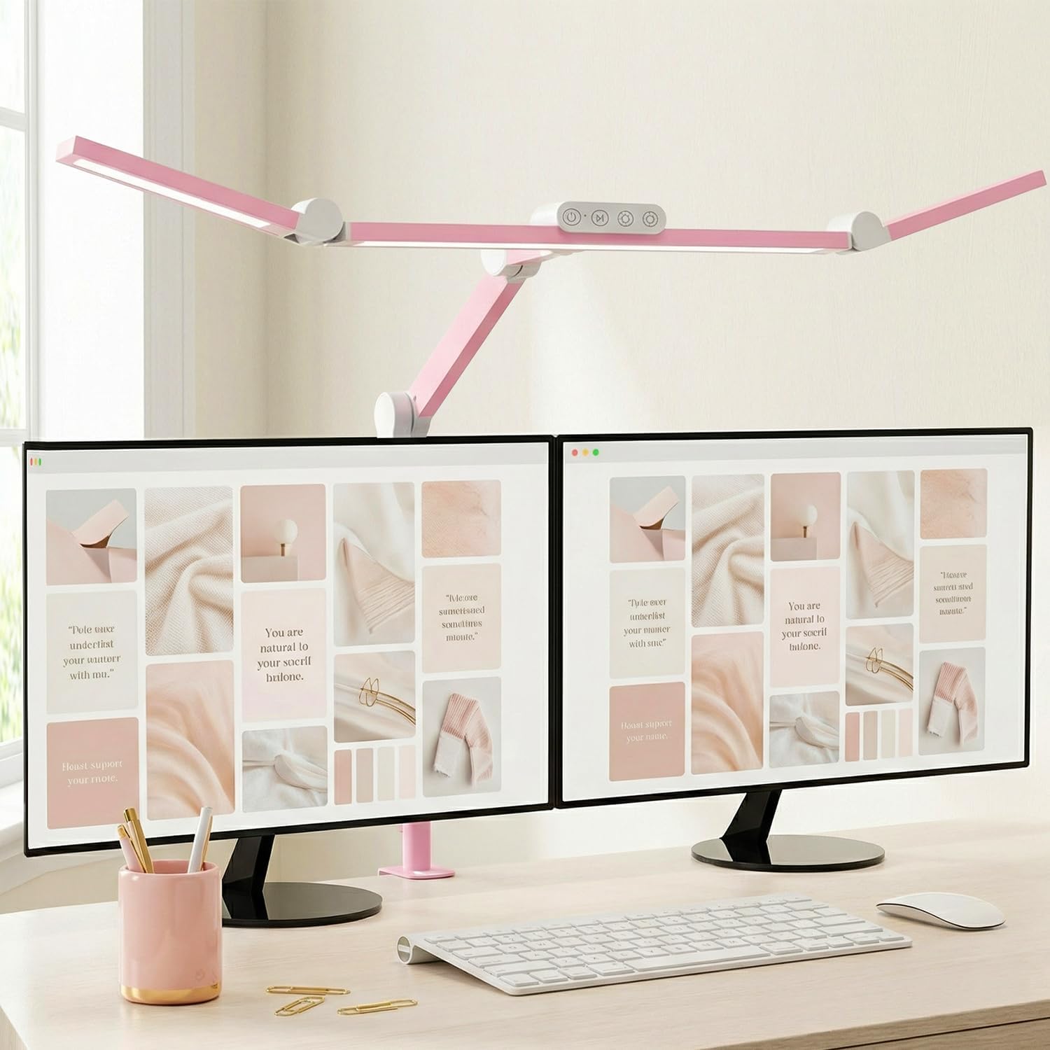 Micomlan Architect Desk Lamp for Home Office, Pink Desk Lamp with Clamp for Working, 24W...