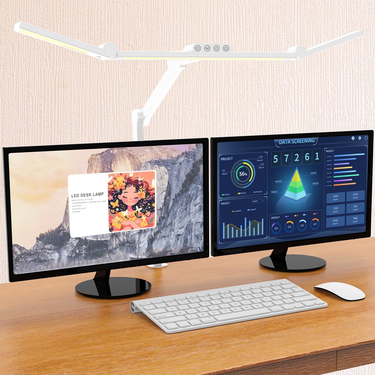Micomlan Led Desk Lamp for Home Office, White Architect Desk Lamp with Clamp for Crafting...