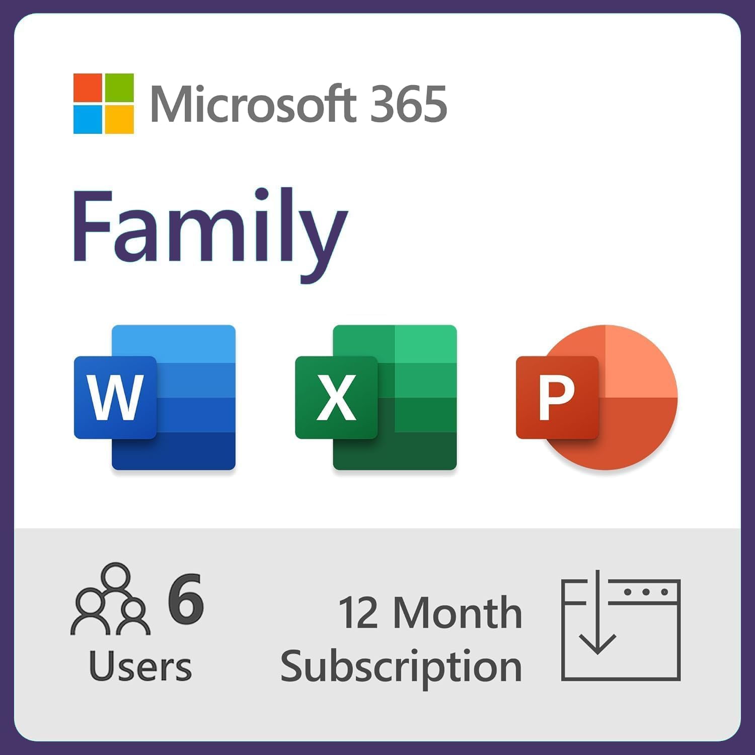 Microsoft 365 Family | Renewal 12-Month Subscription | Up to 6 People | Office Word, Excel...
