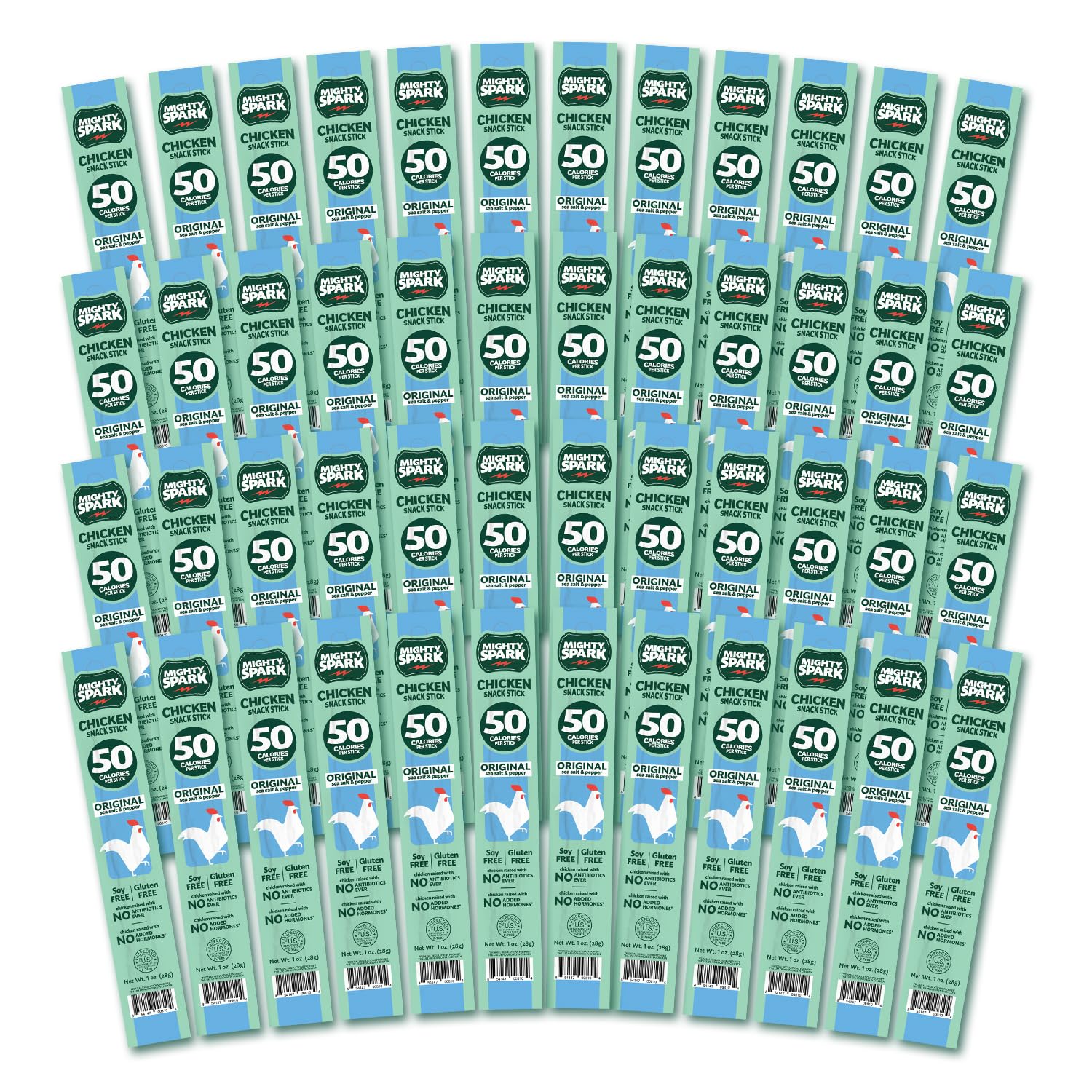 Mighty Spark Chicken Snack Sticks - Original Sea Salt & Pepper - 6g of Protein, No...