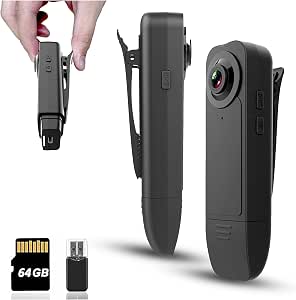 Mini Body Camera with Audio & Video Recording - Small POV Cam 1080P with 64G Card - Wearable...