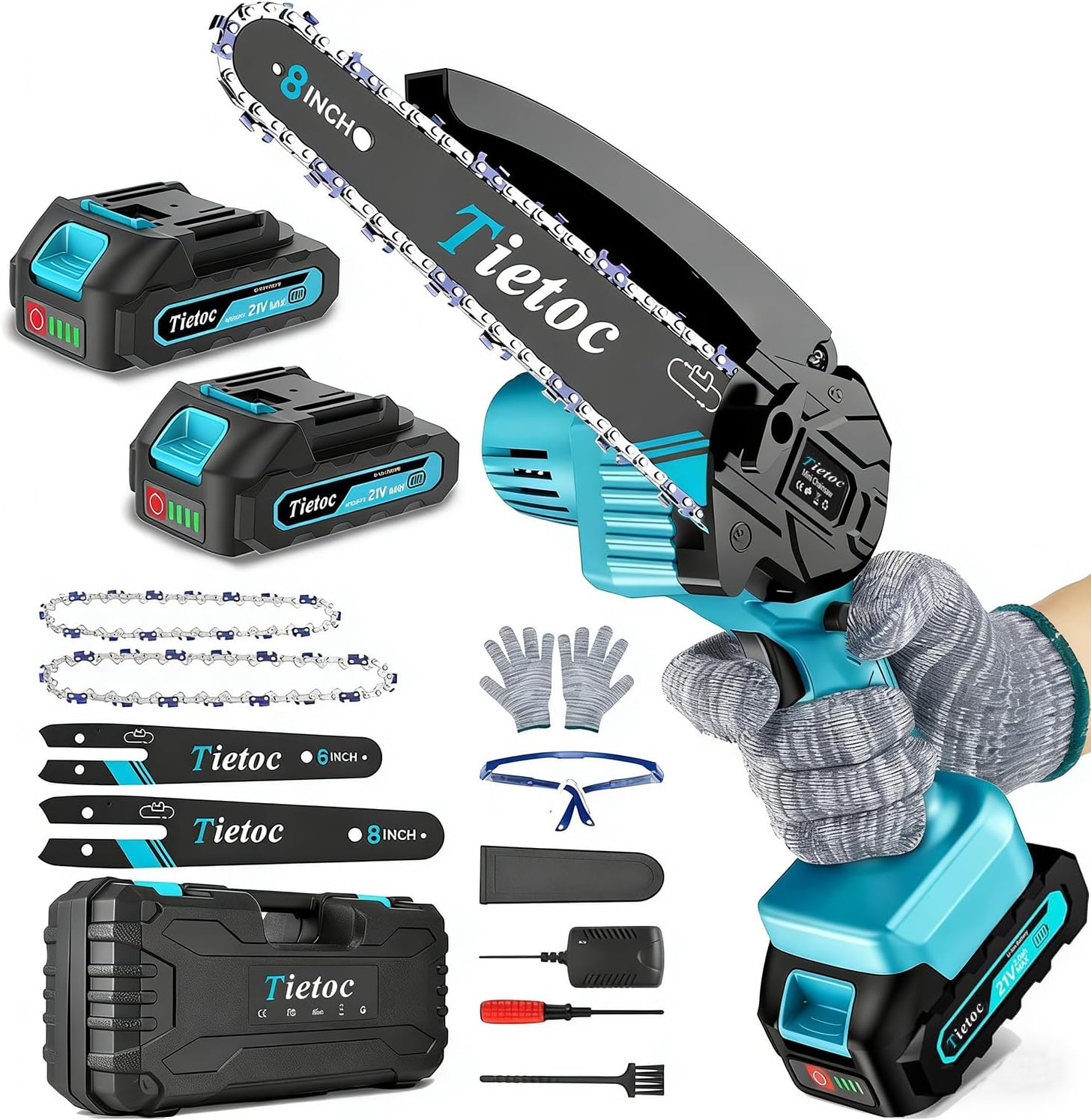 Mini Chainsaw Cordless, 8 Inch & 6 Inch Portable Electric Chainsaw,Battery Powered Handheld...
