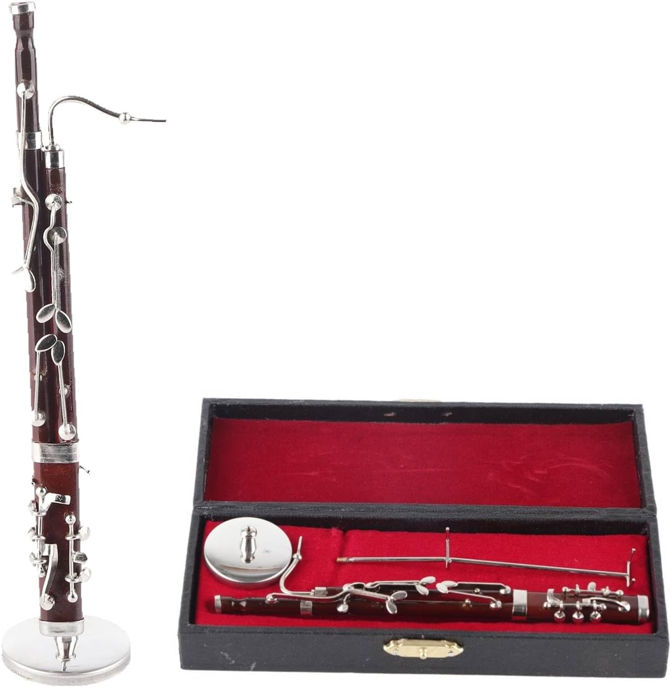 Miniature Bassoon Model, Western Musical Instrument Model Decoration with Stand and Case...