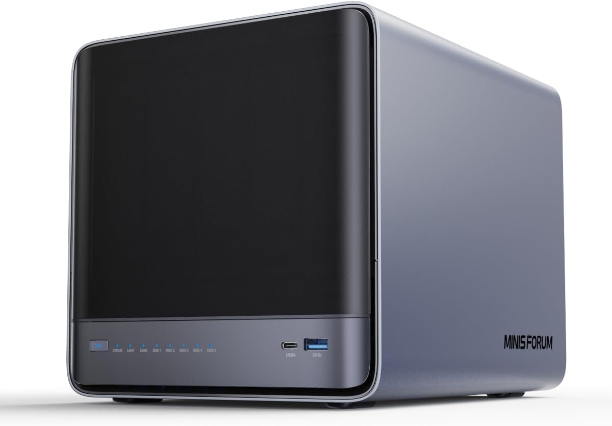 MINISFORUM N5 Air 5-Bay Desktop NAS, AMD Ryzen 7 255(8C/16T) CPU, Barebone, 64GB SSD, 1x...