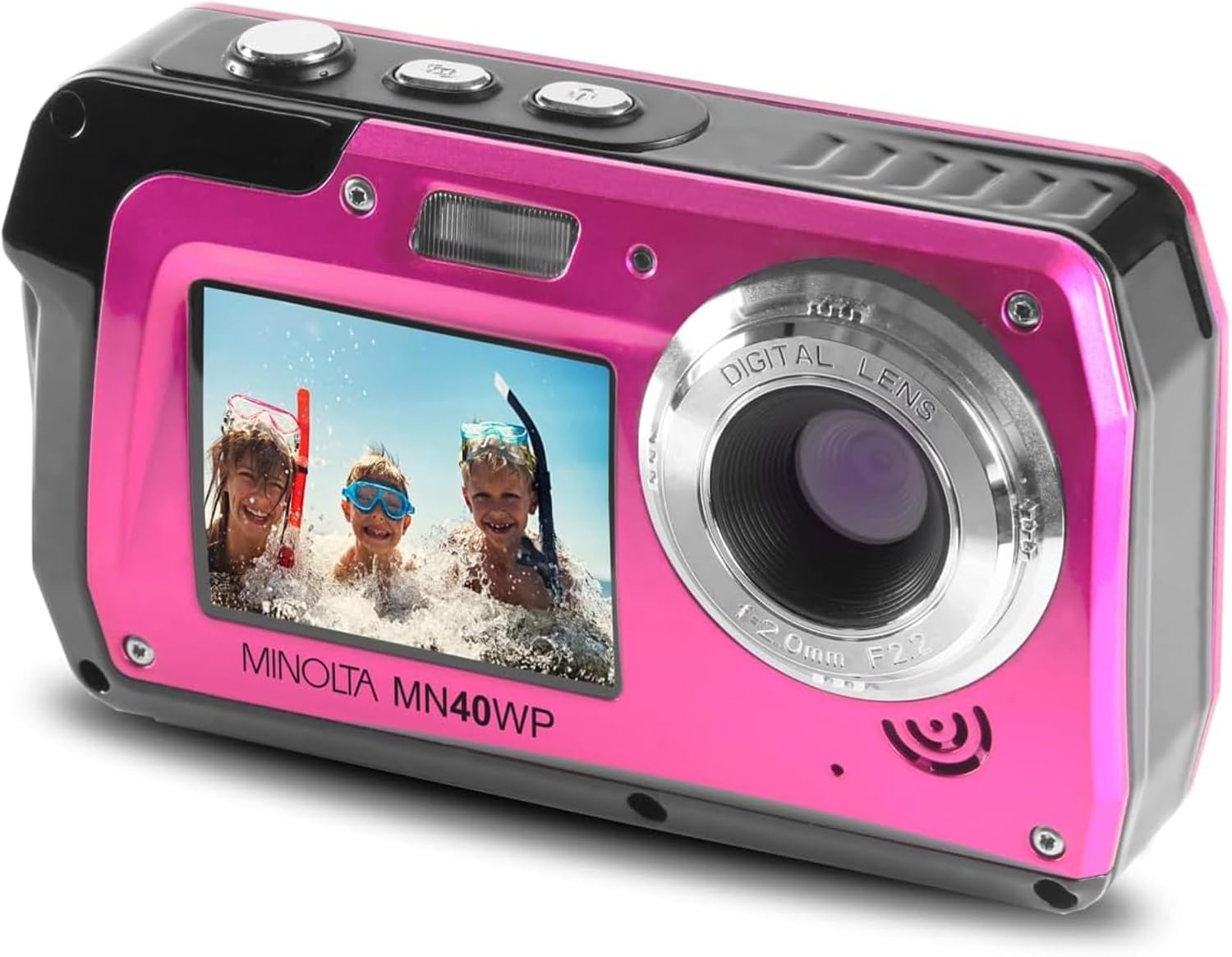 Minolta MN40WP 48MP Waterproof Digital Camera – Dual LCD Screens, 2.7K QHD Video, 16x...