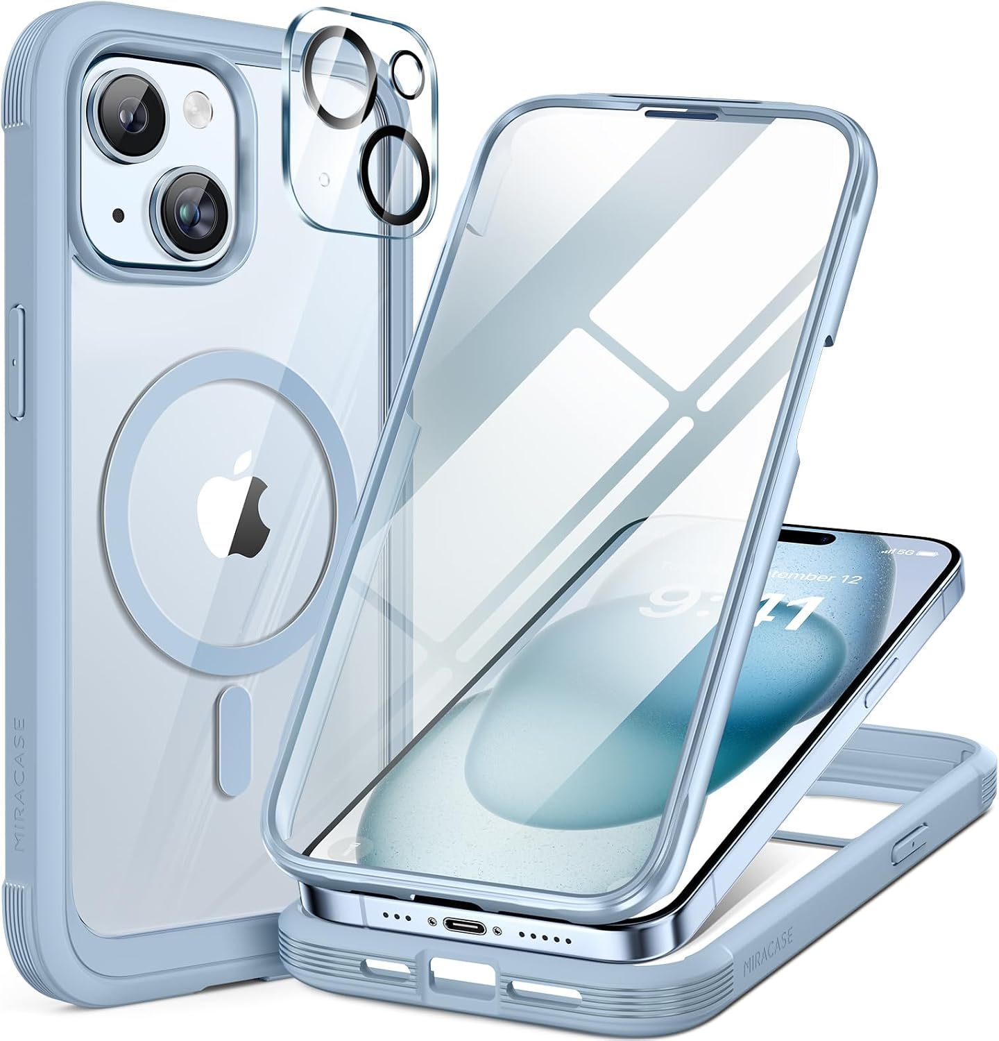 Miracase Glass Series for iPhone 15 Case [Compatible with MagSafe] Full-Body Magnetic Bumper...