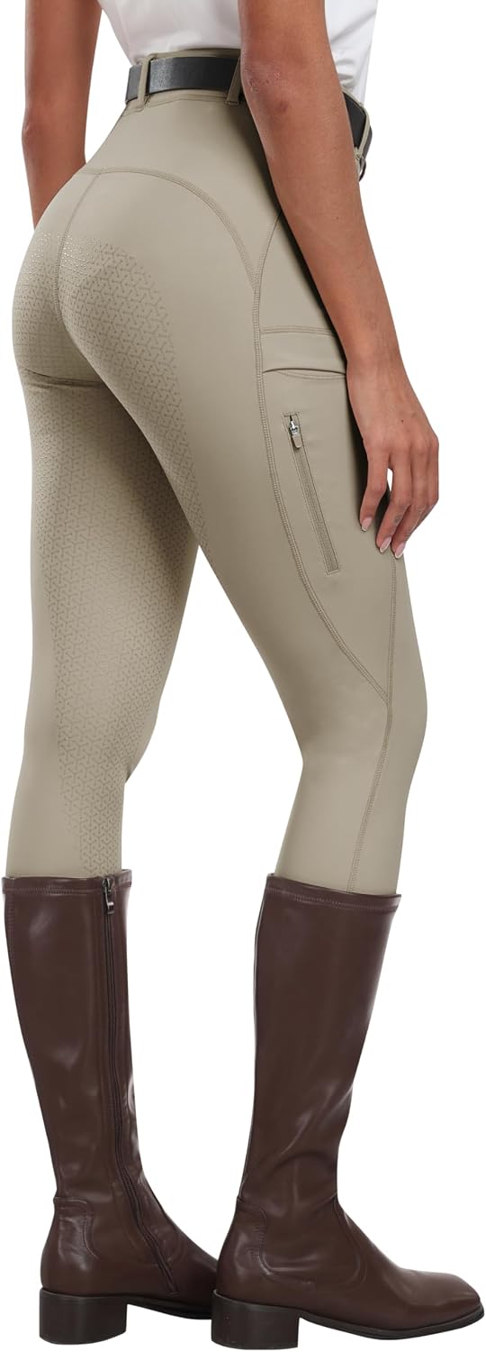MoFiz Women's Silicone Full Seat Horse Riding Pants Zipper Pockets Equestrian Breeches...