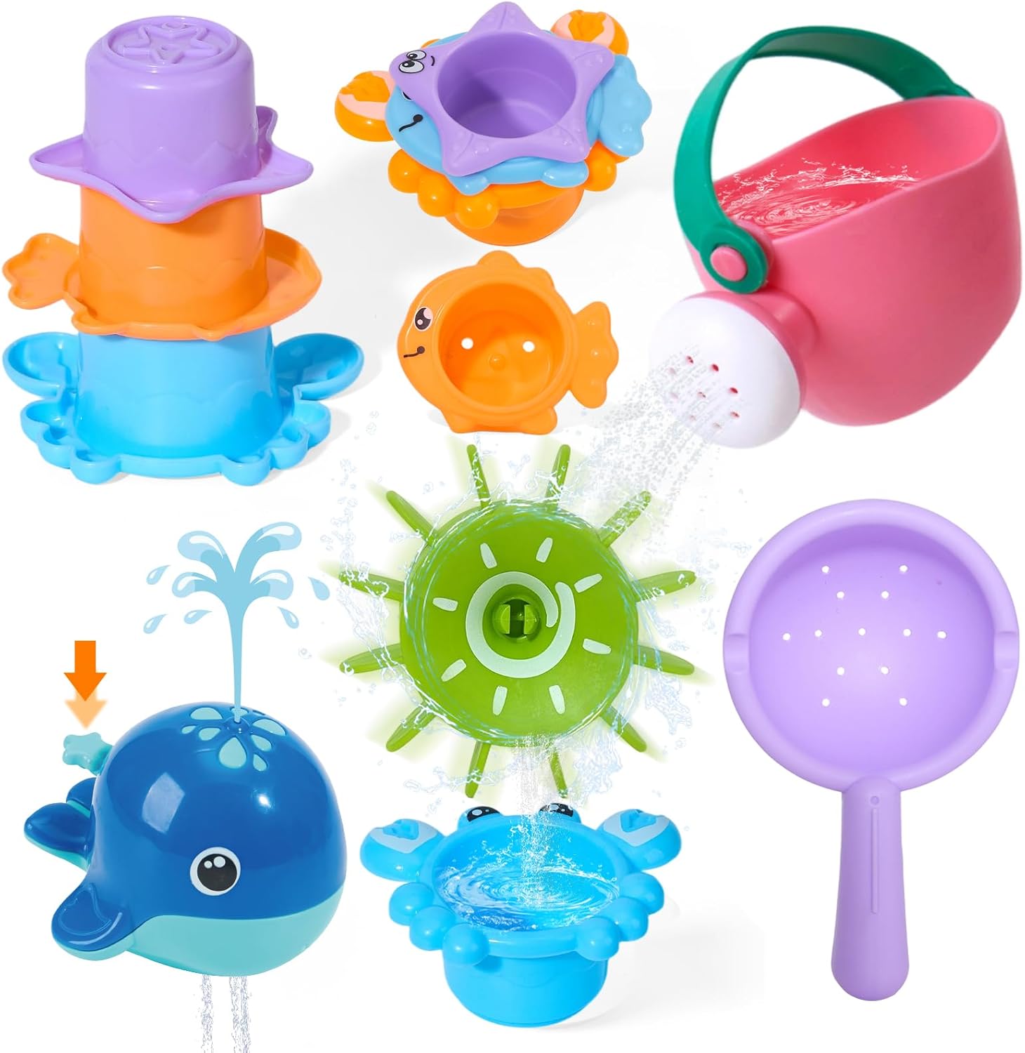 Mold Free Bath Toys | Easy Clean & Fun Baby Bath Toys for Kids Ages 1-3 | Watering Can Bath...