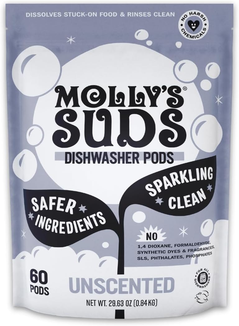 Molly's Suds Dishwasher Pods | Clean Dishwasher Detergent, Cuts Grease & Rinses Clean...
