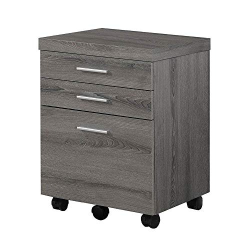 Monarch Specialties 3 Drawer File Cabinet - Filing Cabinet (Dark Taupe) image