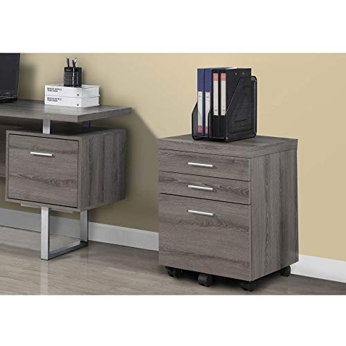 Monarch Specialties 3 Drawer File Cabinet - Filing Cabinet (Dark Taupe) image