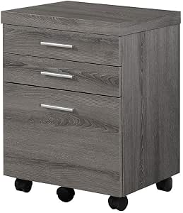 Monarch Specialties 3 Drawer File Cabinet - Filing Cabinet (Dark Taupe)