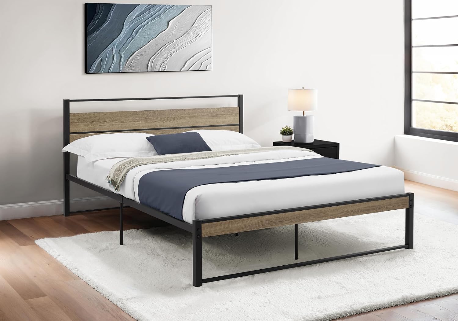 Monarch Specialties I 6070Q Bed, Bedroom, Frame Only, Platform Bed, Queen Size, Dark Taupe...