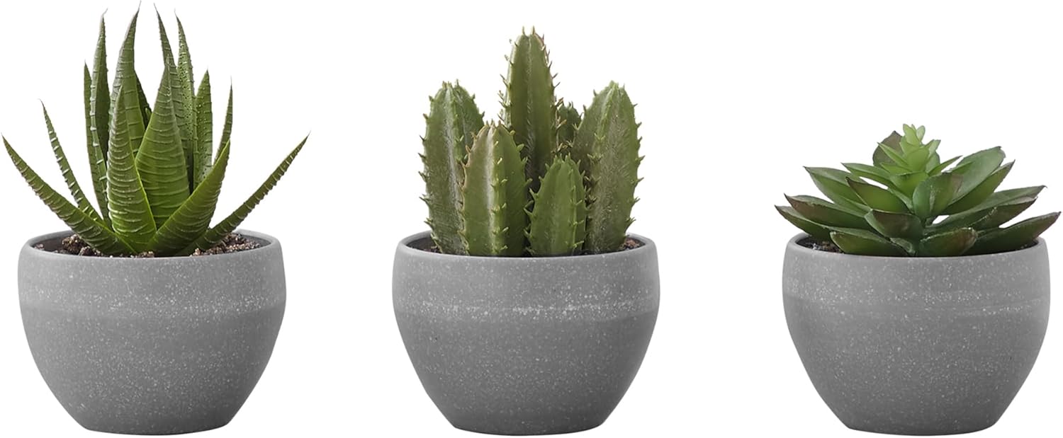 Monarch Specialties I 9587 Artificial Plant, 6" Tall, Succulent, Indoor, Faux, Fake, Table...