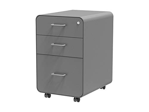 Monoprice Round Corner 2-Drawer File Cabinet - Gray, Lockable with Seat Cushion - Workstream...
