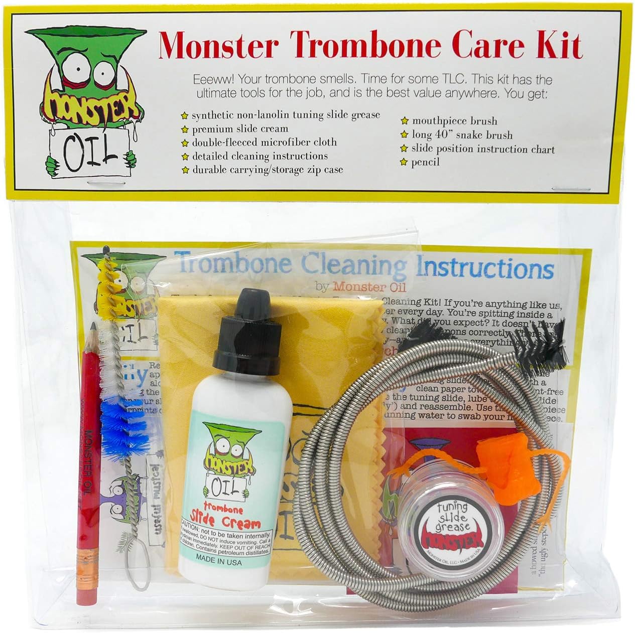 Monster Trombone Care and Cleaning Kit | USA-Based and Veteran-Owned! Slide Cream, Slide... image
