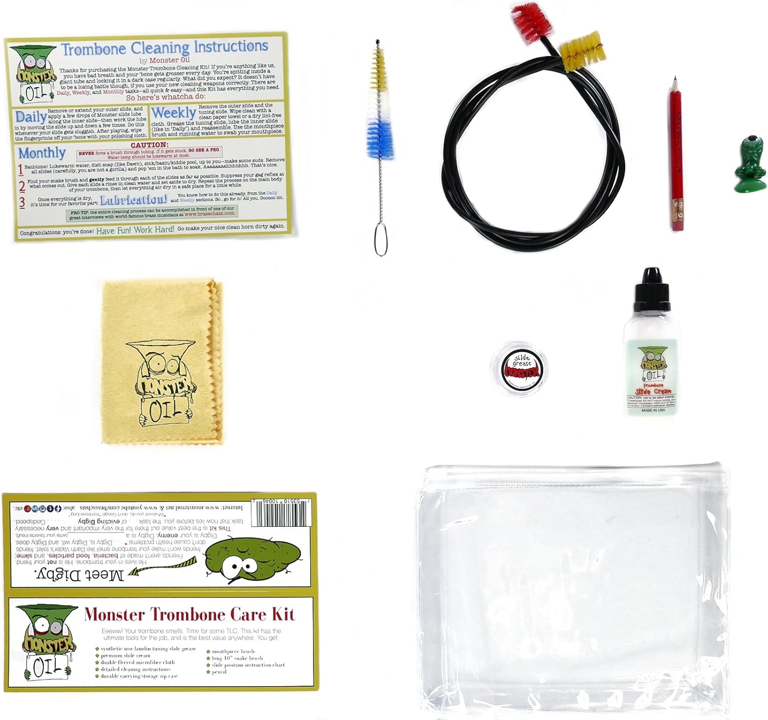 Monster Trombone Care and Cleaning Kit | USA-Based and Veteran-Owned! Slide Cream, Slide...