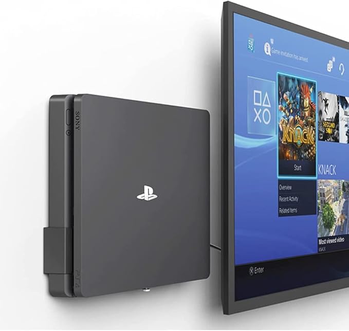Monzlteck New Wall Mount for PS-4 Slim, Near or Behind TV, Space Saving,Customized to...