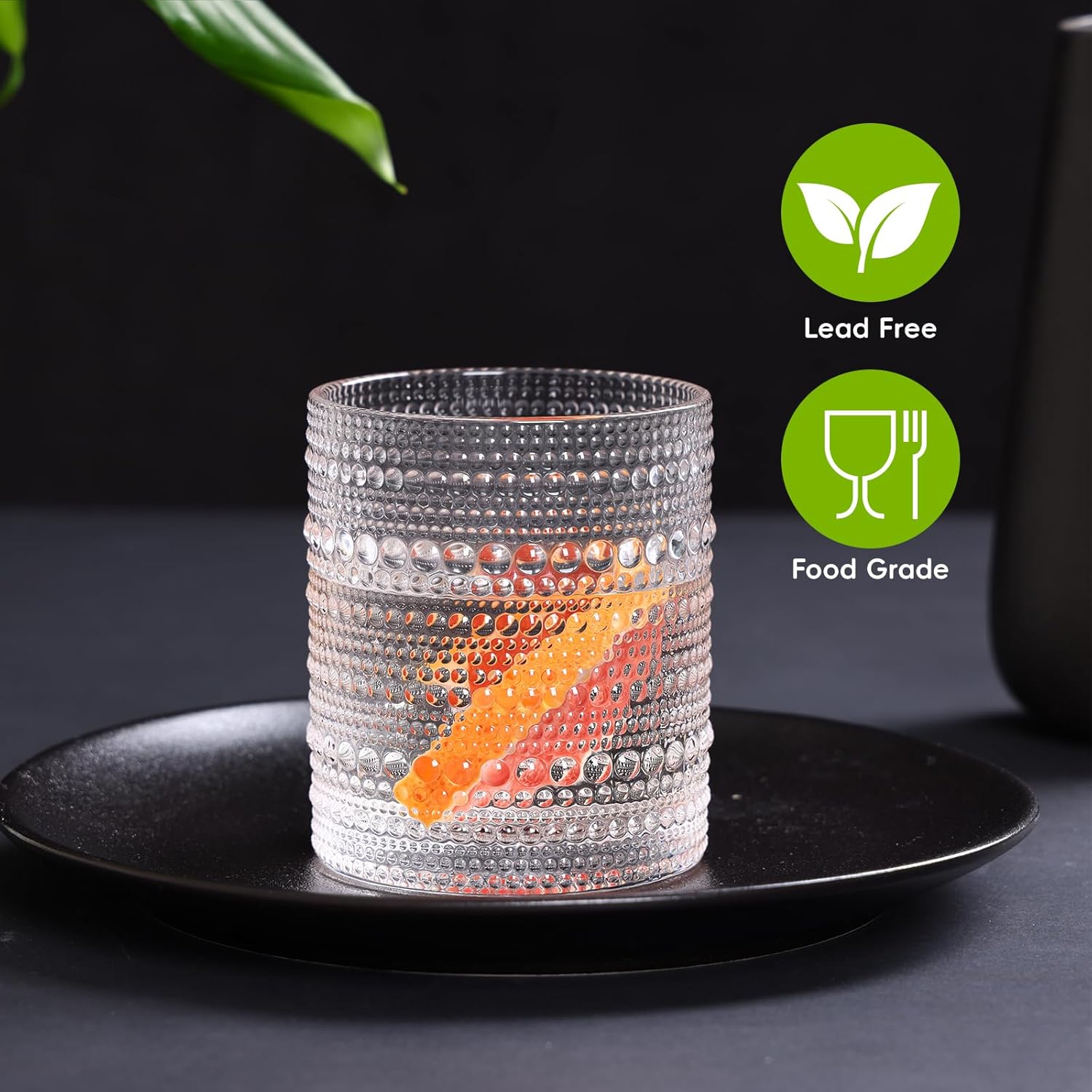 Moretoes Hobnail Drinking Glasses Set of 12, 12 Oz Highball Glasses & 10 Oz Cocktail... image