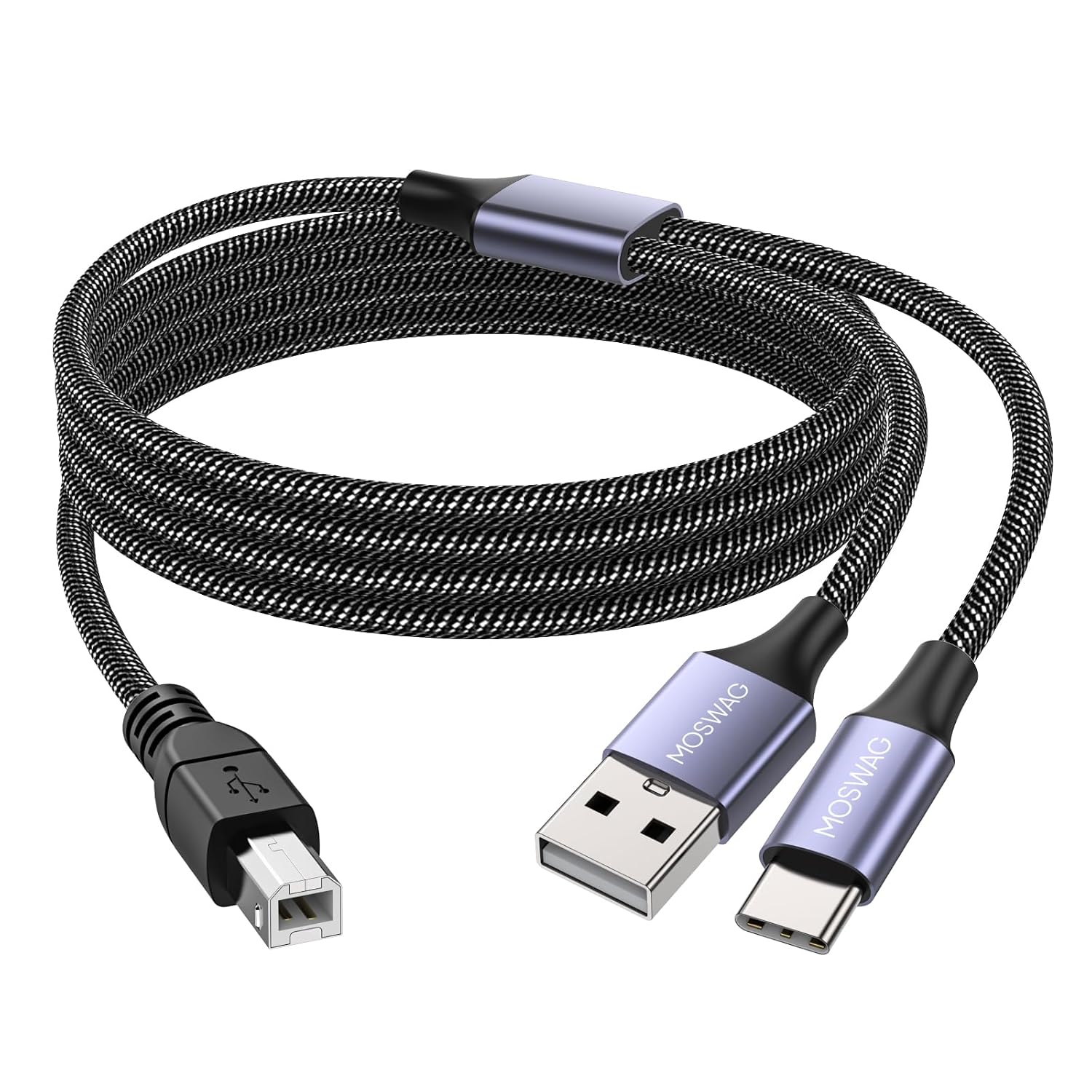 MOSWAG USB MIDI Cable Printer Cable USB 2.0 Type A Male to Type B Male Printer Scanner Cable...