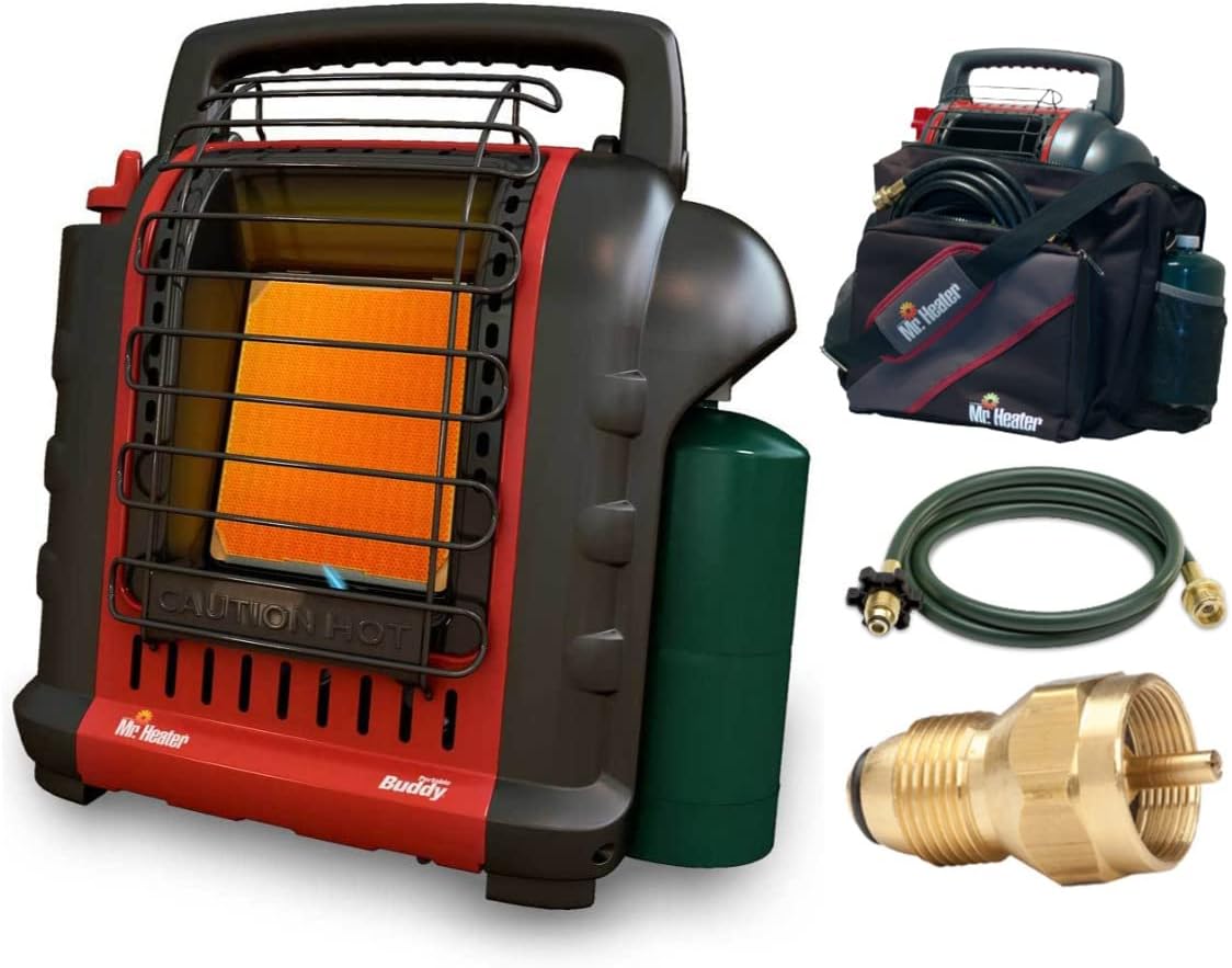 Mr. Heater MH9X 4-9000 BTU Portable Buddy Heater Deluxe Travel Bundle with Buddy Bag...