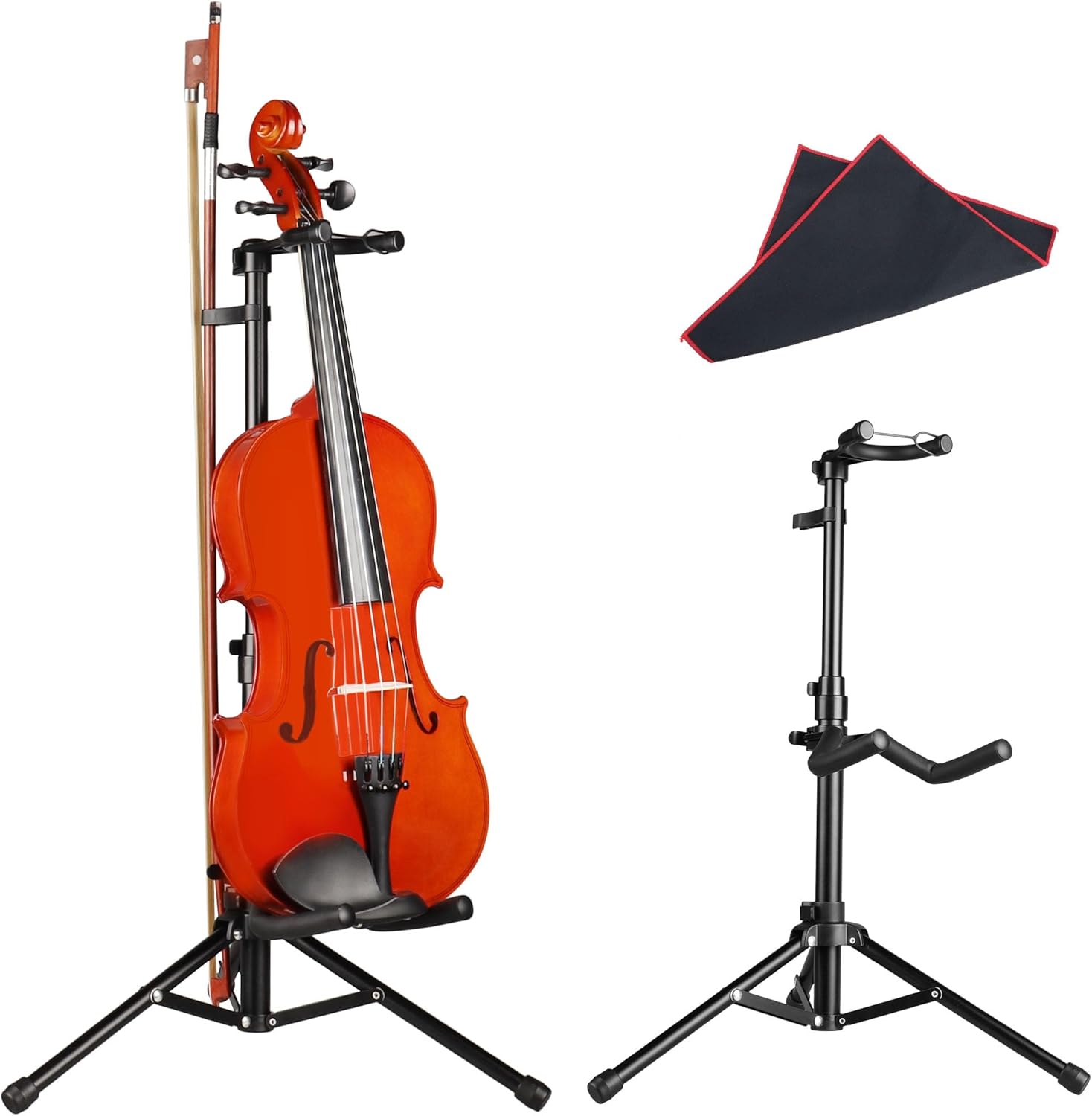 Mr.Power Universal Violin Ukulele Stand with Bow Holder, Head Locking Instrument Tripod...