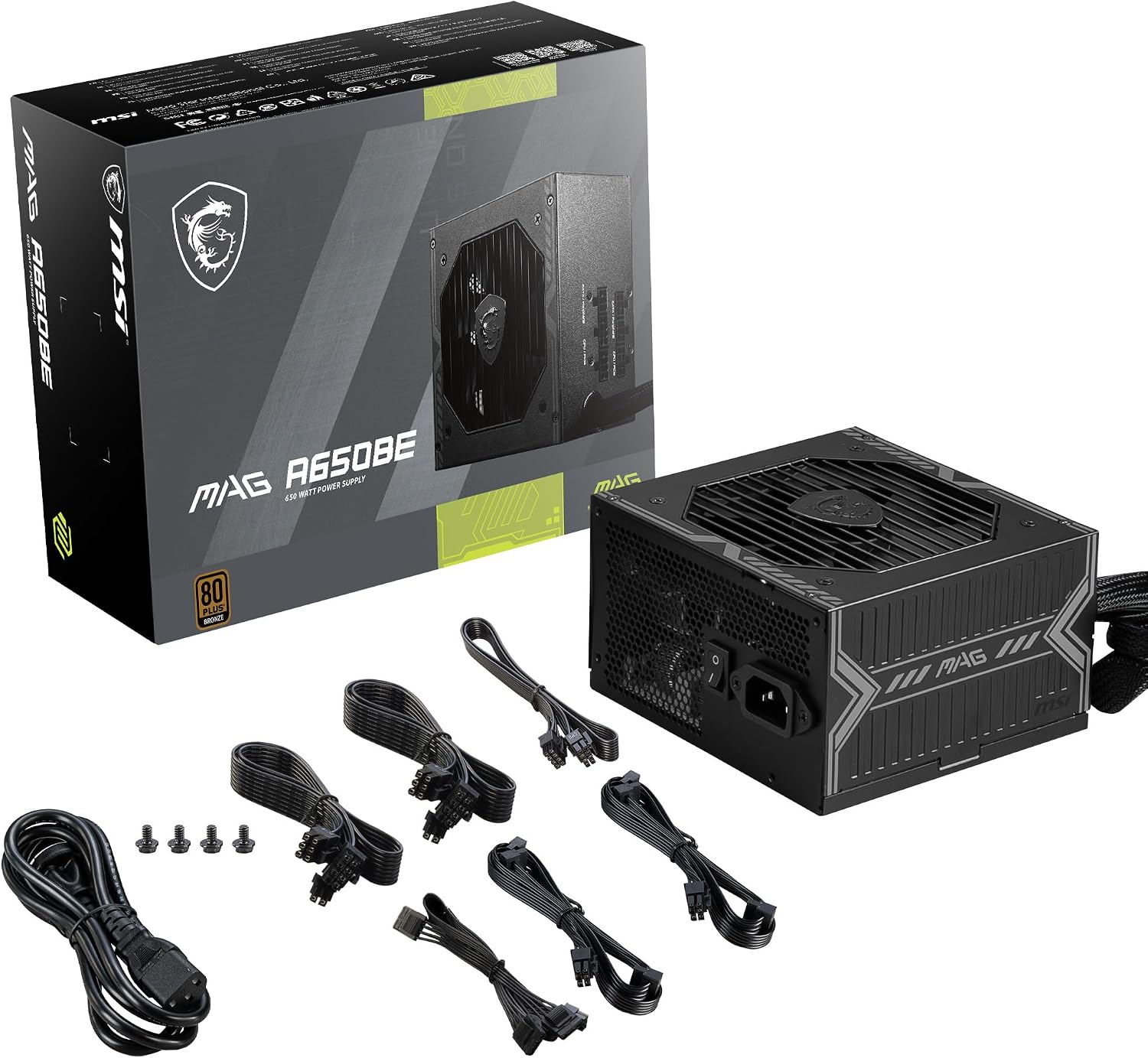 MSI MAG A650BE, Semi-Modular Compact 650W ATX Power Supply, 80+ Bronze, Low-Noise Fan... image