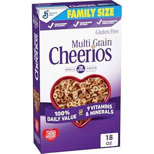 Multi Grain Cheerios, Heart Healthy Breakfast Cereal, Gluten Free, Family Size, 18 oz