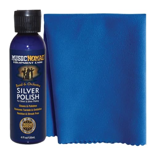 MusicNomad Silver Polish & Cloth Kit for Silver & Silver-Plated Instruments – Trumpet...