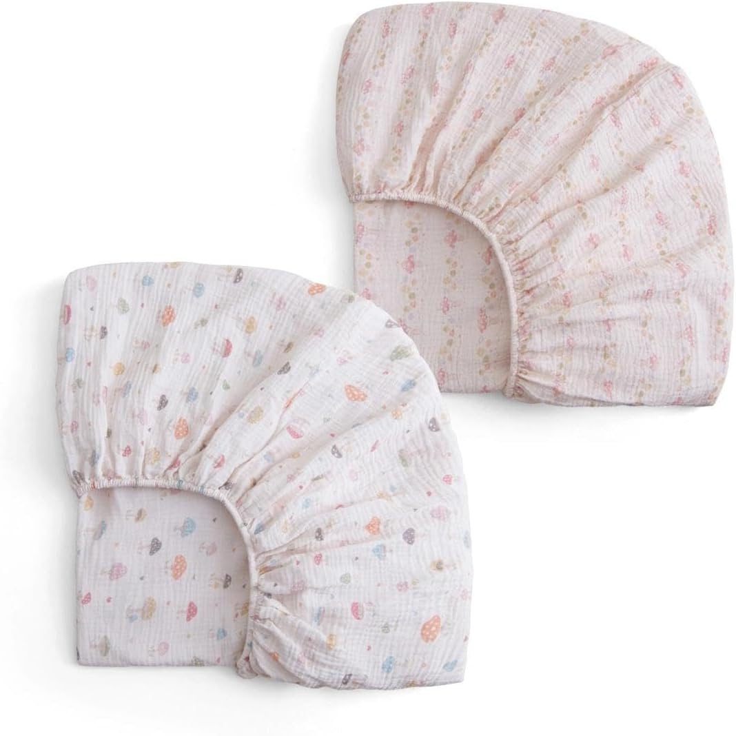 Muslin Crib Sheets for Girl Boy, 100% Cotton Neutral Baby Crib Sheets Fitted for Standard...