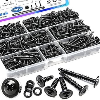 mxuteuk 230PCS #8 Self Tapping Screws for Metal,410 Stainless Steel Self Drilling...