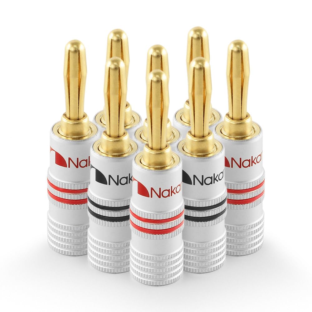 Nakamichi Excel Series 24k Gold Plated Banana Plugs 12 AWG - 18 AWG Gauge Size 4mm for...