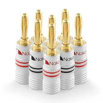 Nakamichi Excel Series 24k Gold Plated Banana Plugs 12 AWG - 18 AWG Gauge Size 4mm for... image