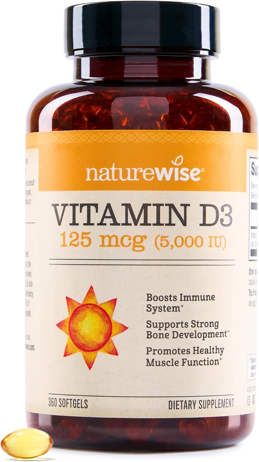 NatureWise Vitamin D3 5000iu (125 mcg) 1 Year Supply for Immune Support, Healthy Muscle...
