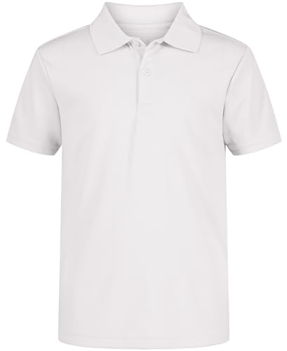 Nautica Boys' School Uniform Short Sleeve Polo Shirt, Button Closure, Moisture Wicking...