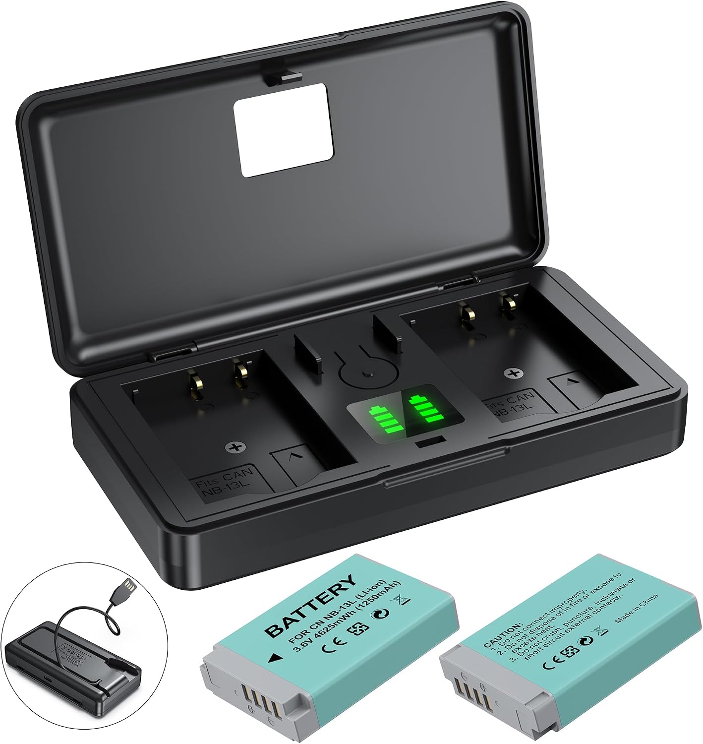 NB-13L Battery(2 Pack) and Charger(2CH) Set,Camera Accessories for Canon G9X,G5X,G1X G7X...